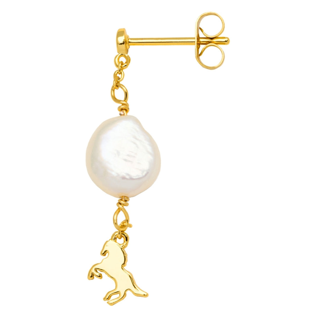 LULU Copenhagen Wild Horse Pearl ørering 1 stk forgyldt Ear stud, 1 pcs Forgyldt