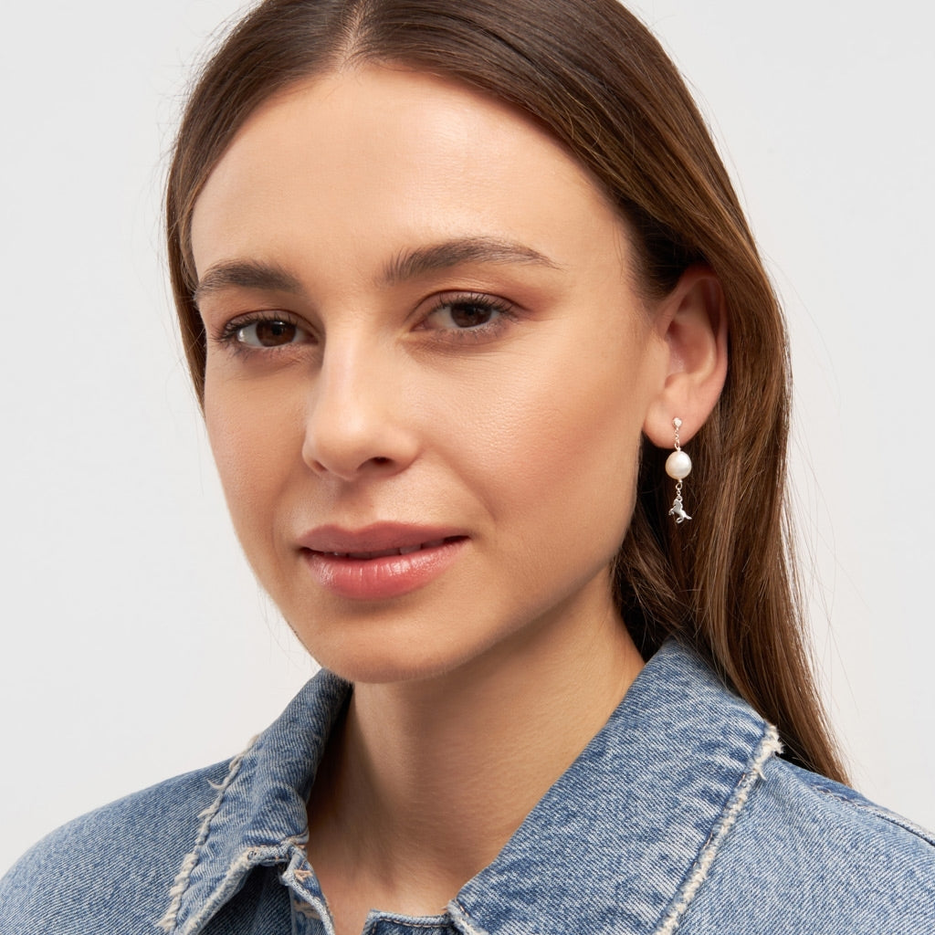 LULU Copenhagen Wild Horse Pearl ørering 1 stk forsølvet Ear stud, 1 pcs Silver Plated