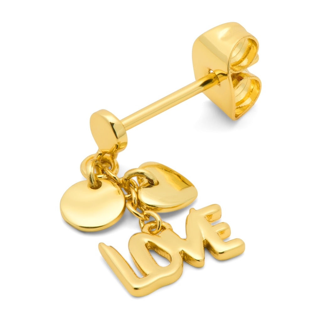 LULU Copenhagen Word Love Dangling ørering 1 stk Ear stud, 1 pcs Forgyldt