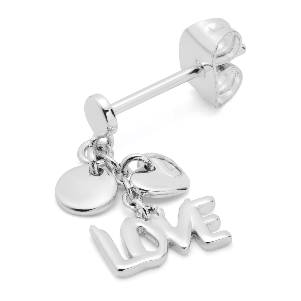 LULU Copenhagen Word Love Dangling ørering 1 stk Ear stud, 1 pcs Silver Plated