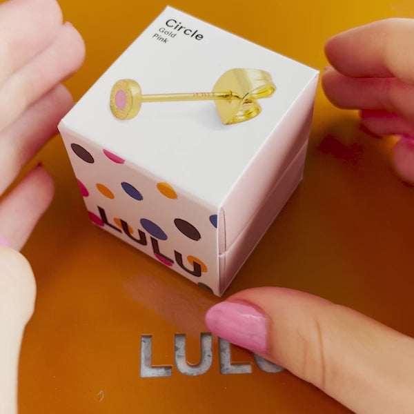 LULU Copenhagen Circle Small ørering 1 stk forsølvet Ear stud, 1 pcs Pink - Video preview