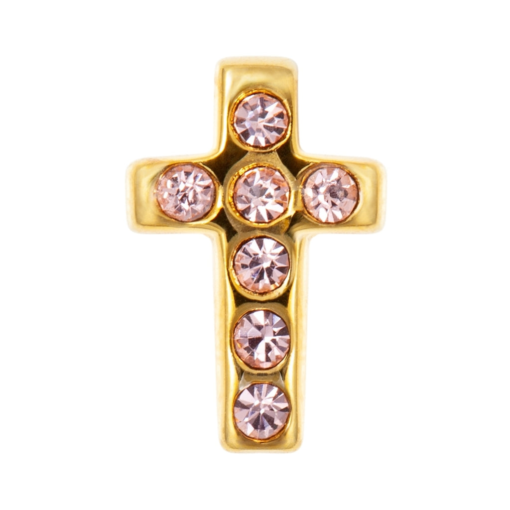 LULU Copenhagen Cross Crystal ørering 1 stk forgyldt Ear stud, 1 pcs Rosa